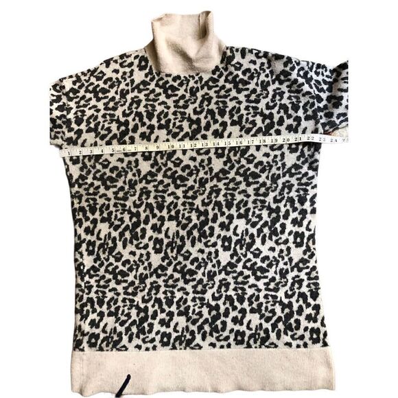 Loft Leopard Turtleneck Wool Blend Sweater Dress size L - Picture 7 of 12
